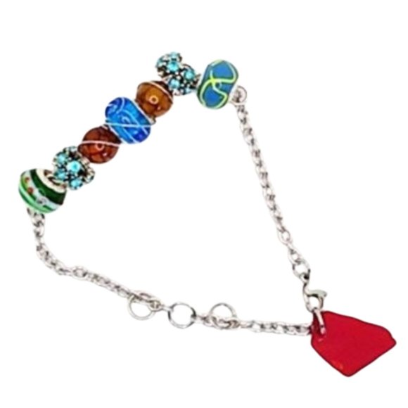 Custom Jewelry - Handmade Murano Blue to Green Glass Bracelet